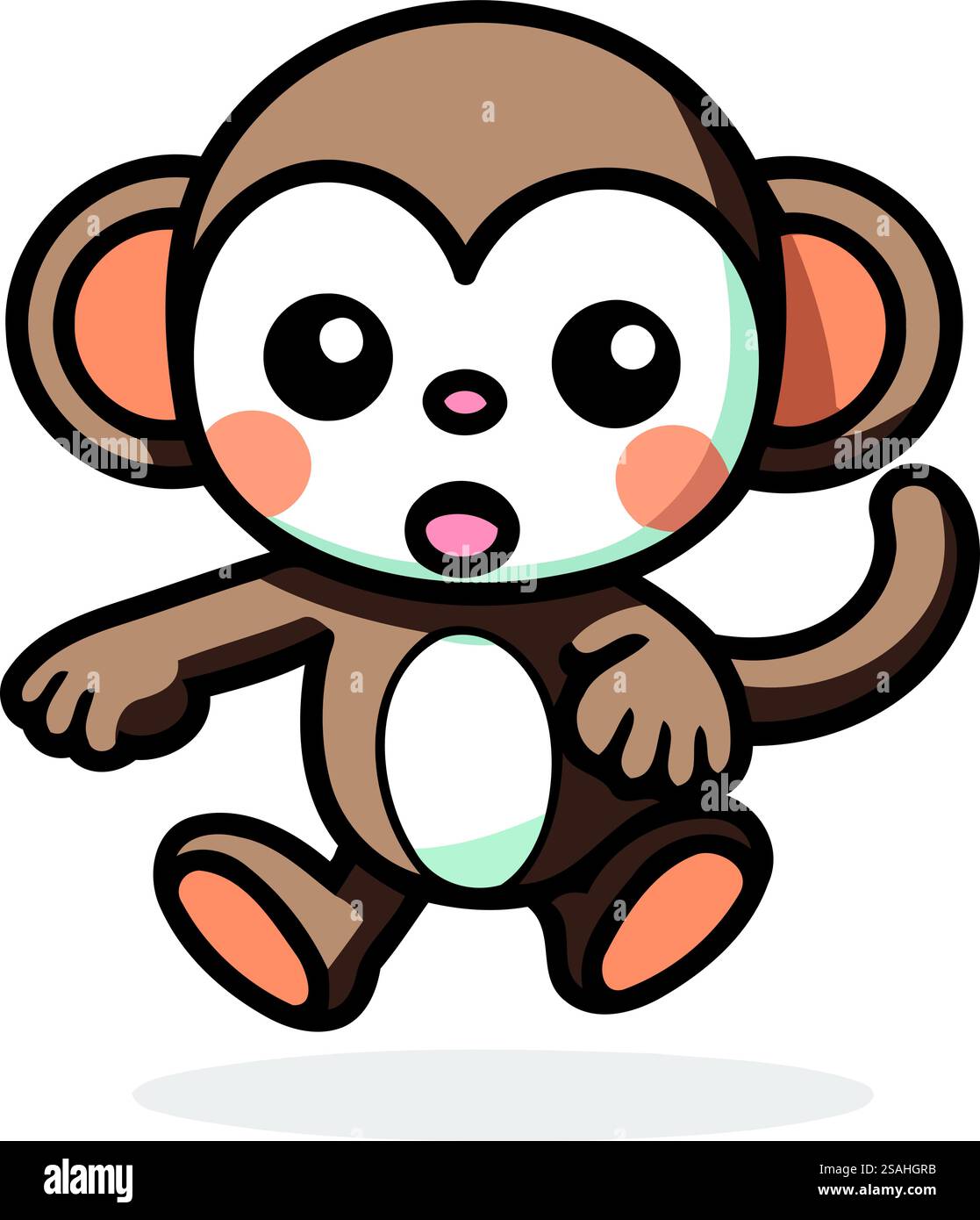 Monkey cartoon character vector illustration. Cute little monkey ...
