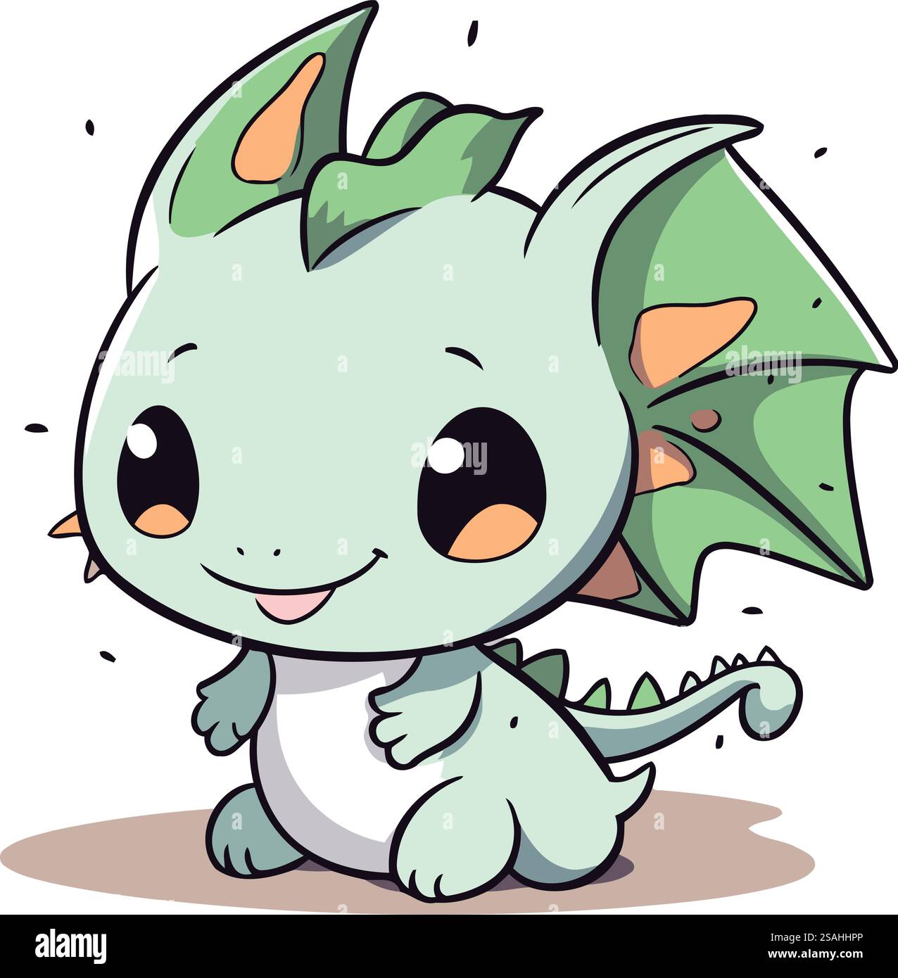 Cute cartoon dragon. Vector illustration isolated on a white background ...