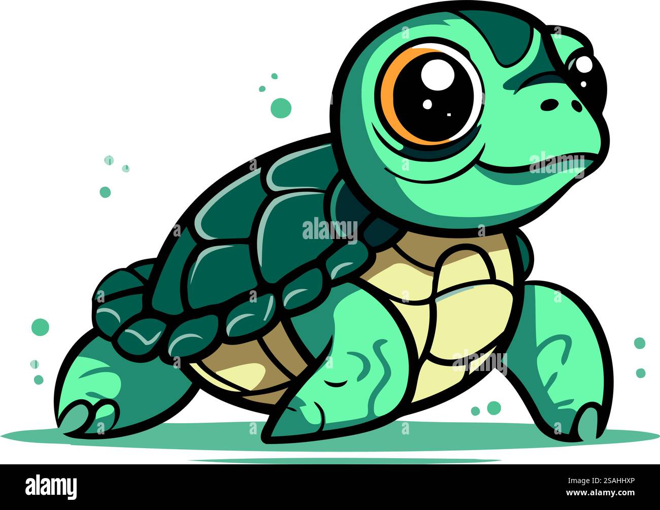 Cute cartoon turtle. Vector illustration isolated on a white background ...