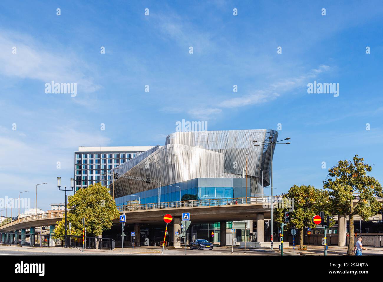 Stockholm Waterfront Congress Centre, a modern architecture landmark on Klarabergsviadukten, Norrmalm, central Stockholm, capital city of Sweden Stock Photo