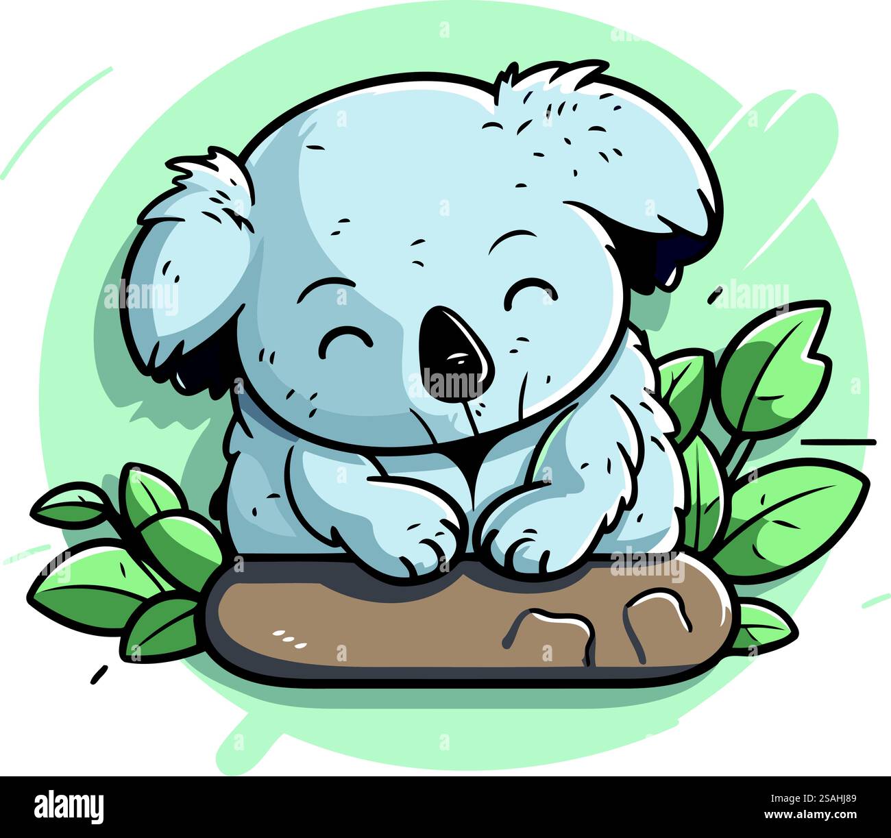 Cute cartoon koala sitting on a rock. Vector illustration Stock Vector ...