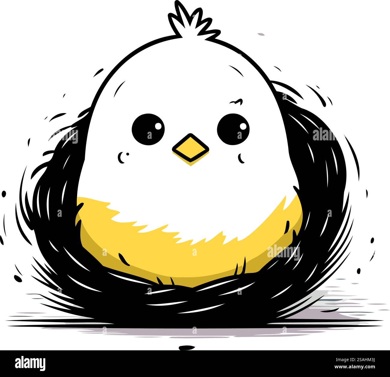 Cute chicken in the nest. Vector illustration isolated on white ...