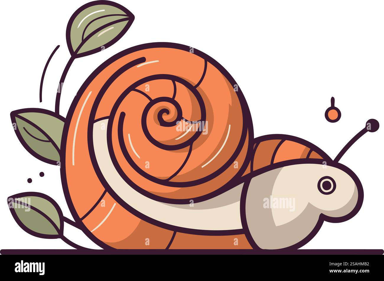 Cute cartoon snail. Vector illustration. Isolated on white background ...