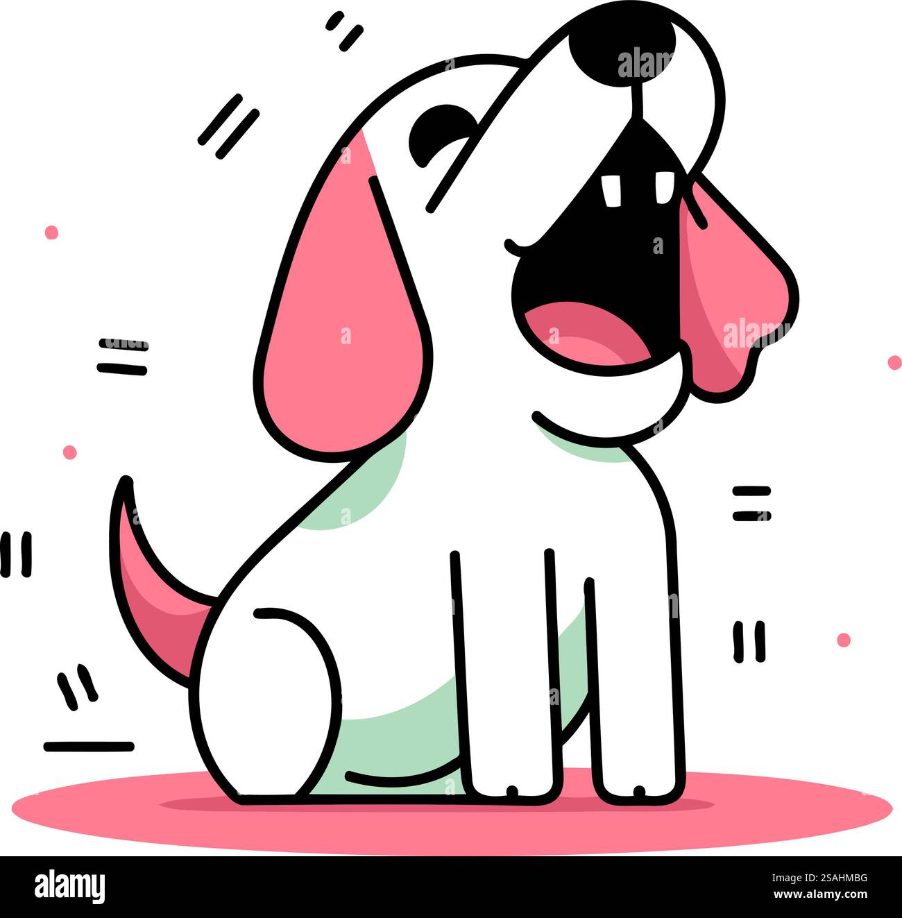 Cute cartoon doodle dog vector illustration. Flat design Stock Vector ...