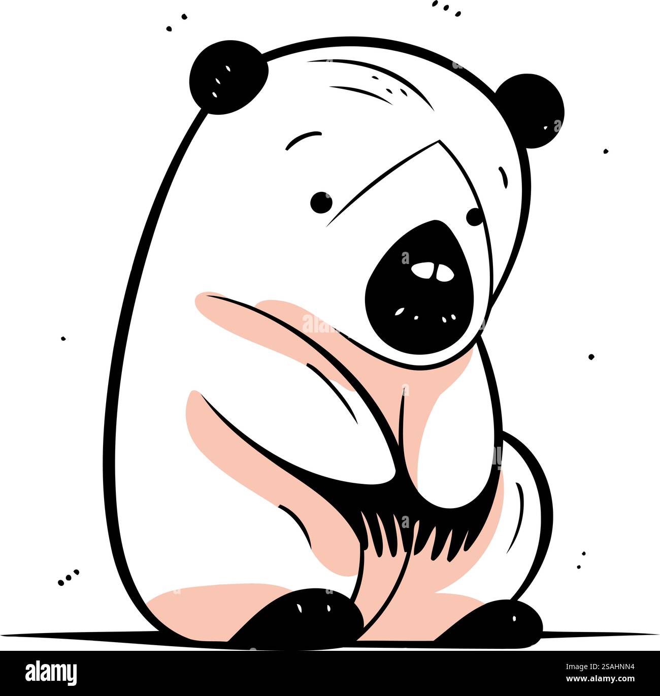 Cute hand drawn vector illustration of a polar bear sitting on the ...