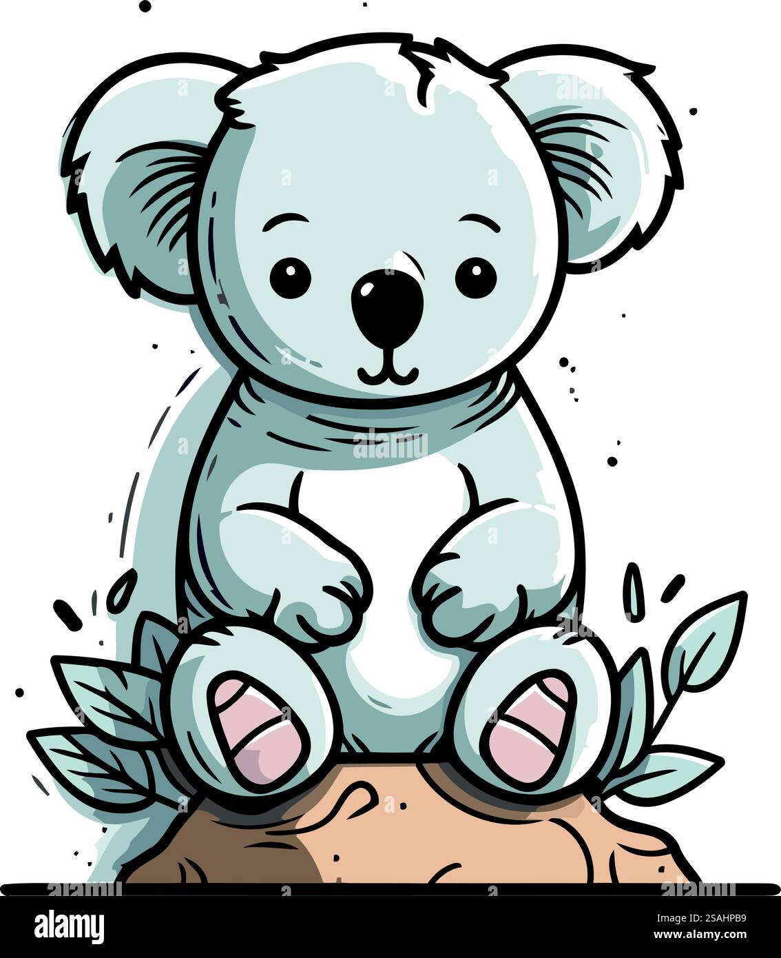 Cute koala sitting on the rock. Hand drawn vector illustration Stock ...