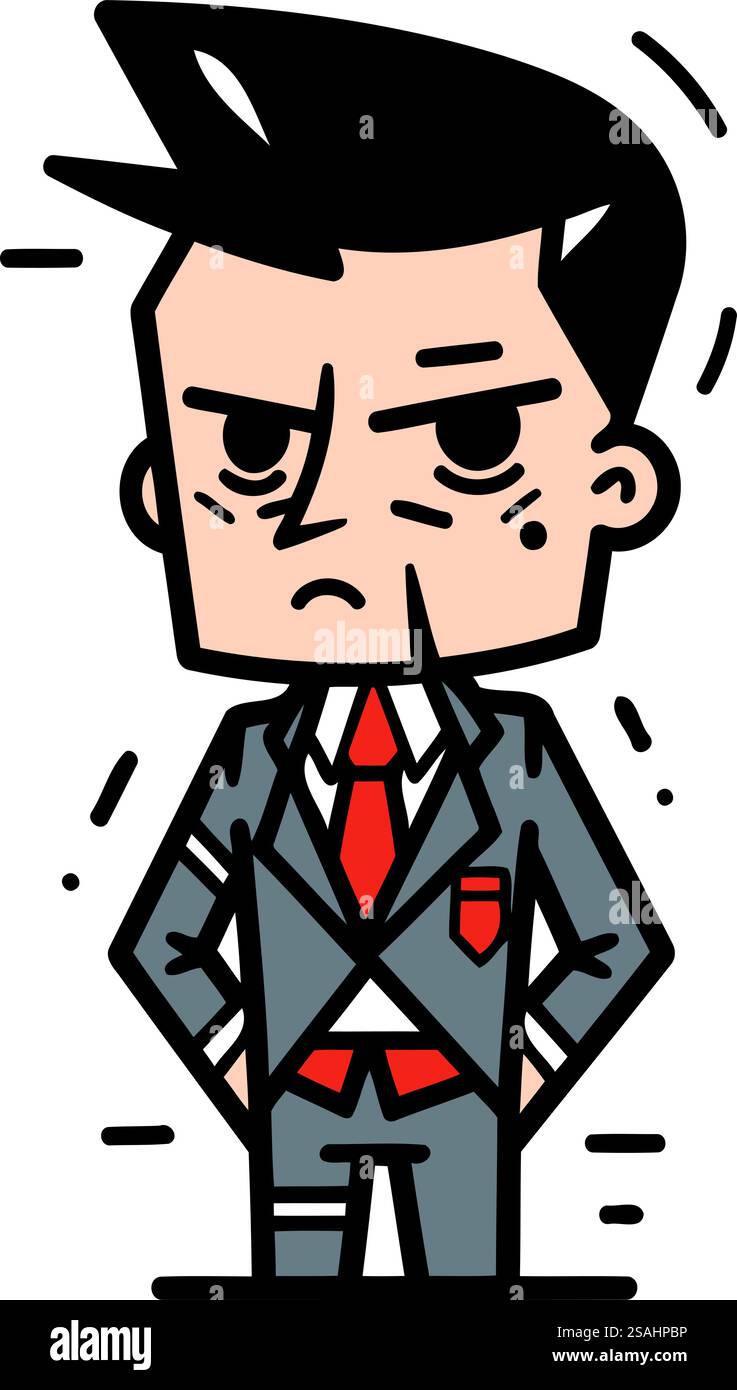 Angry man in a suit. Vector illustration in cartoon style Stock Vector ...