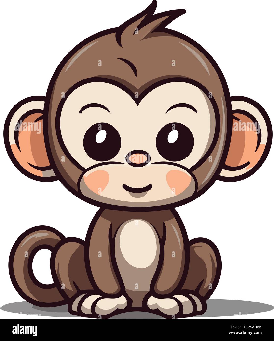 Cute monkey cartoon character vector illustration design. Monkey animal ...