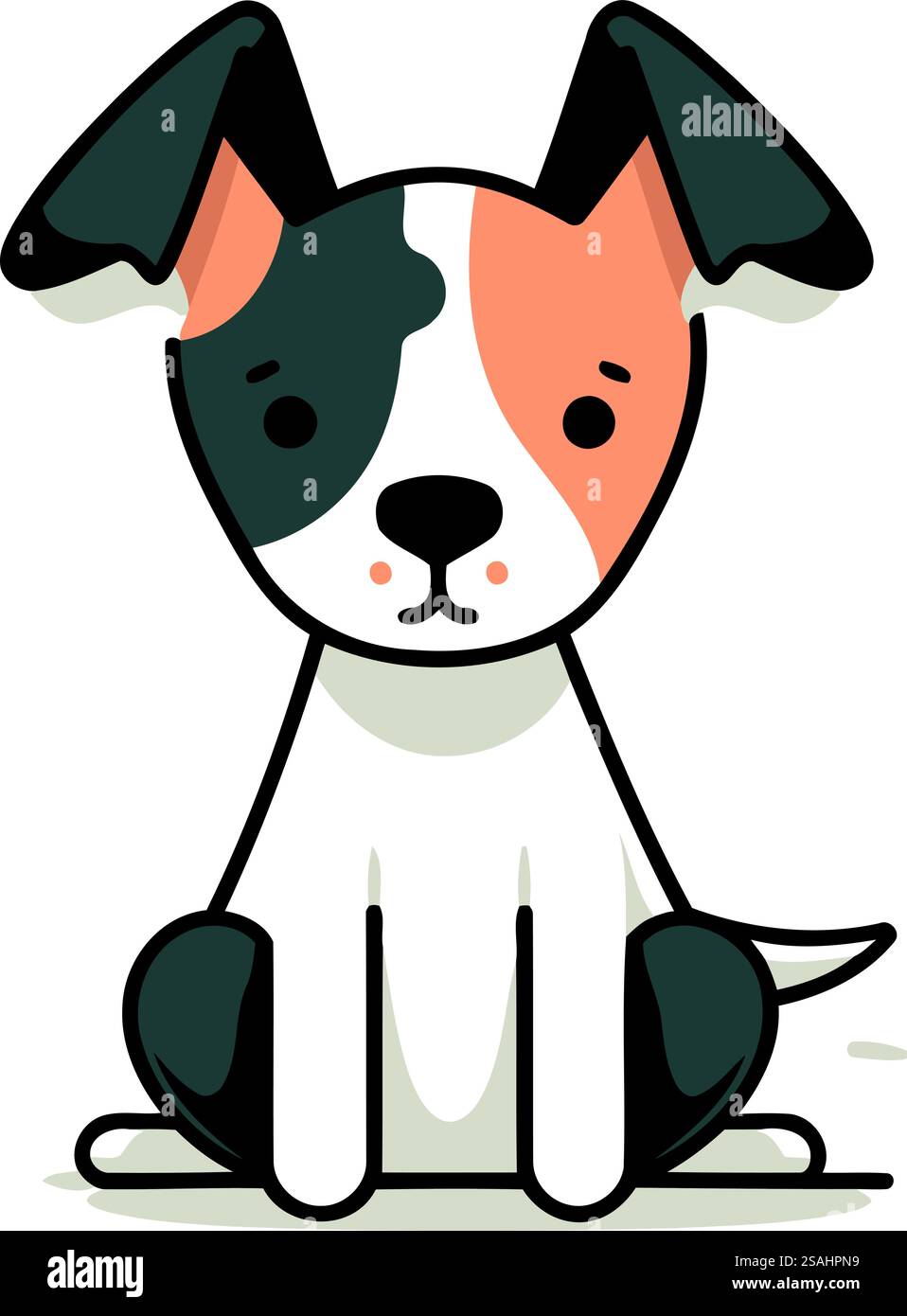 Cute dog sitting on white background. Vector illustration in cartoon ...