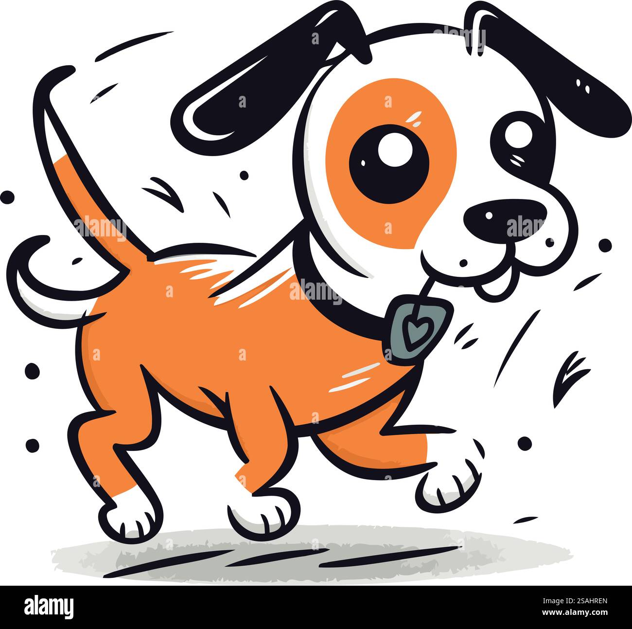 Cartoon illustration of a cute dog running in a hurry. Vector Stock ...
