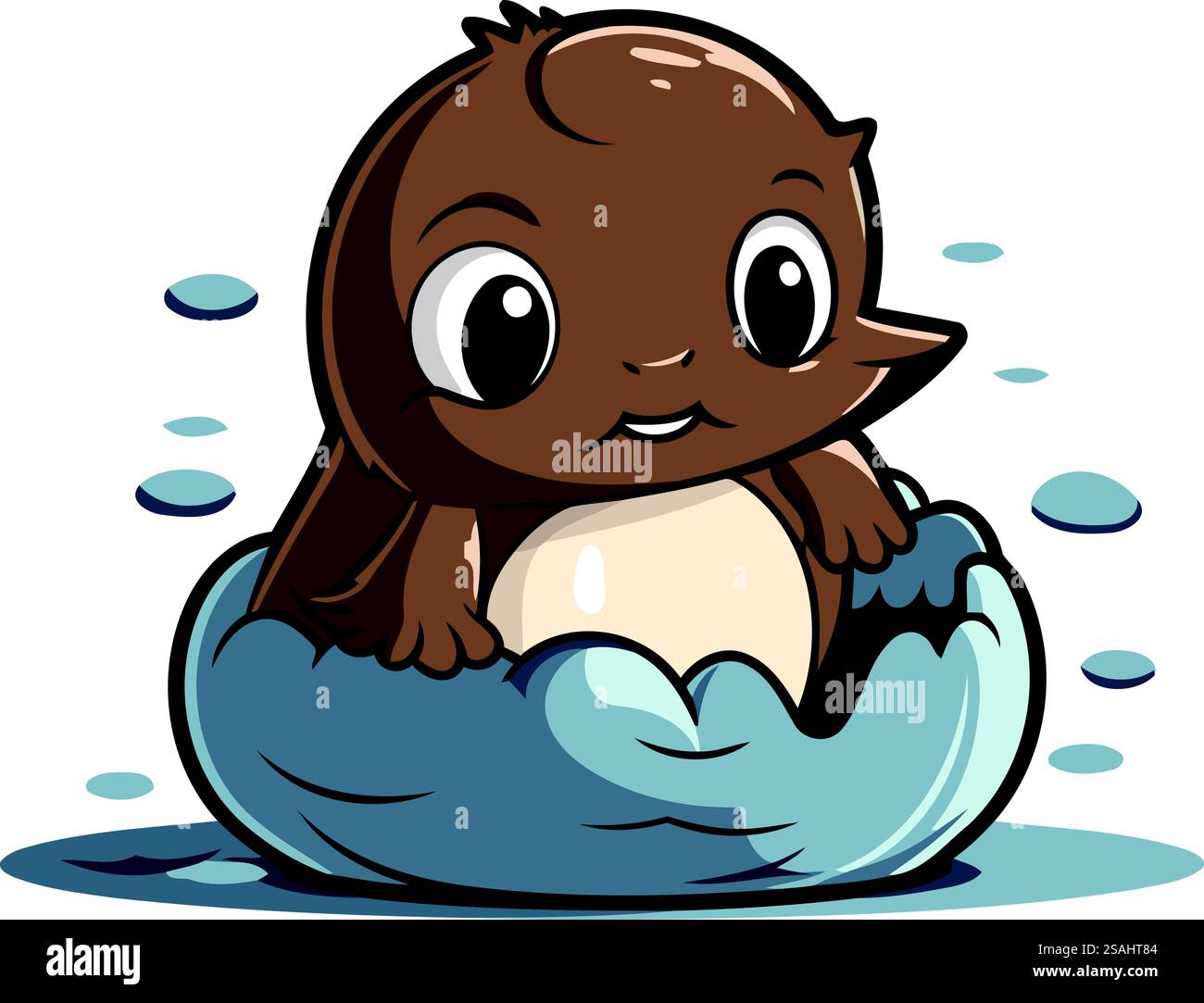 Cute baby penguin sitting on an ice floe. Vector illustration Stock ...