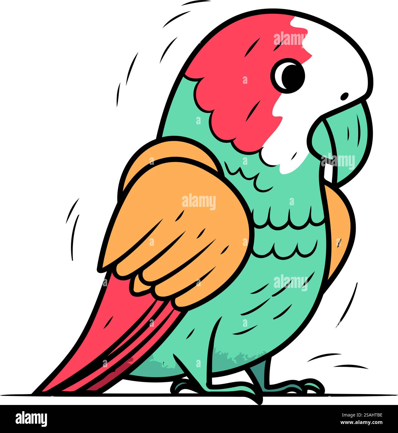 Cute parrot vector illustration. Hand drawn cartoon parrot Stock Vector ...