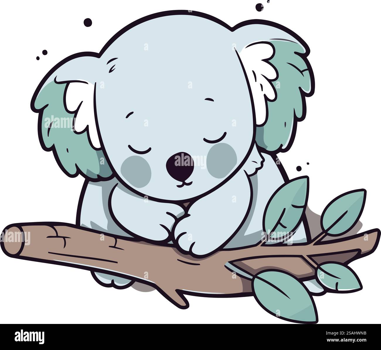 Cute cartoon koala sleeping on a branch. Vector illustration Stock ...