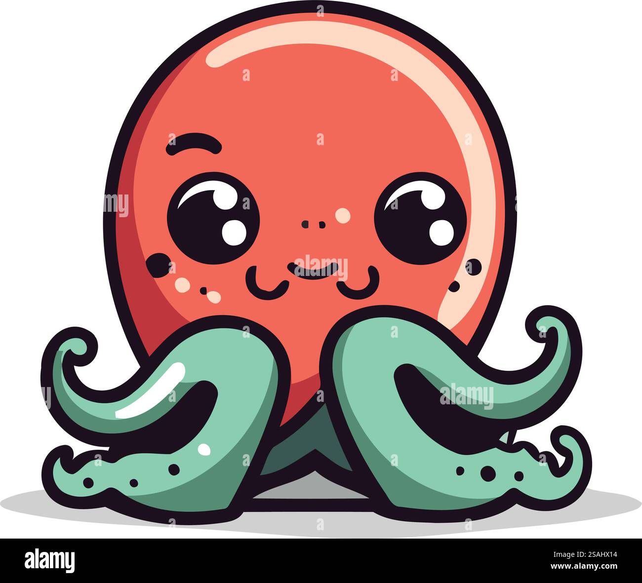 Octopus cartoon character. Cute kawaii octopus vector illustration ...