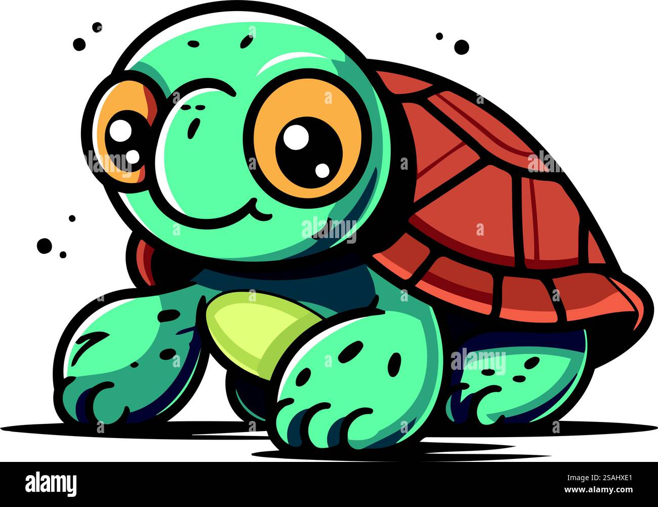Cute cartoon turtle. Vector illustration isolated on a white background ...