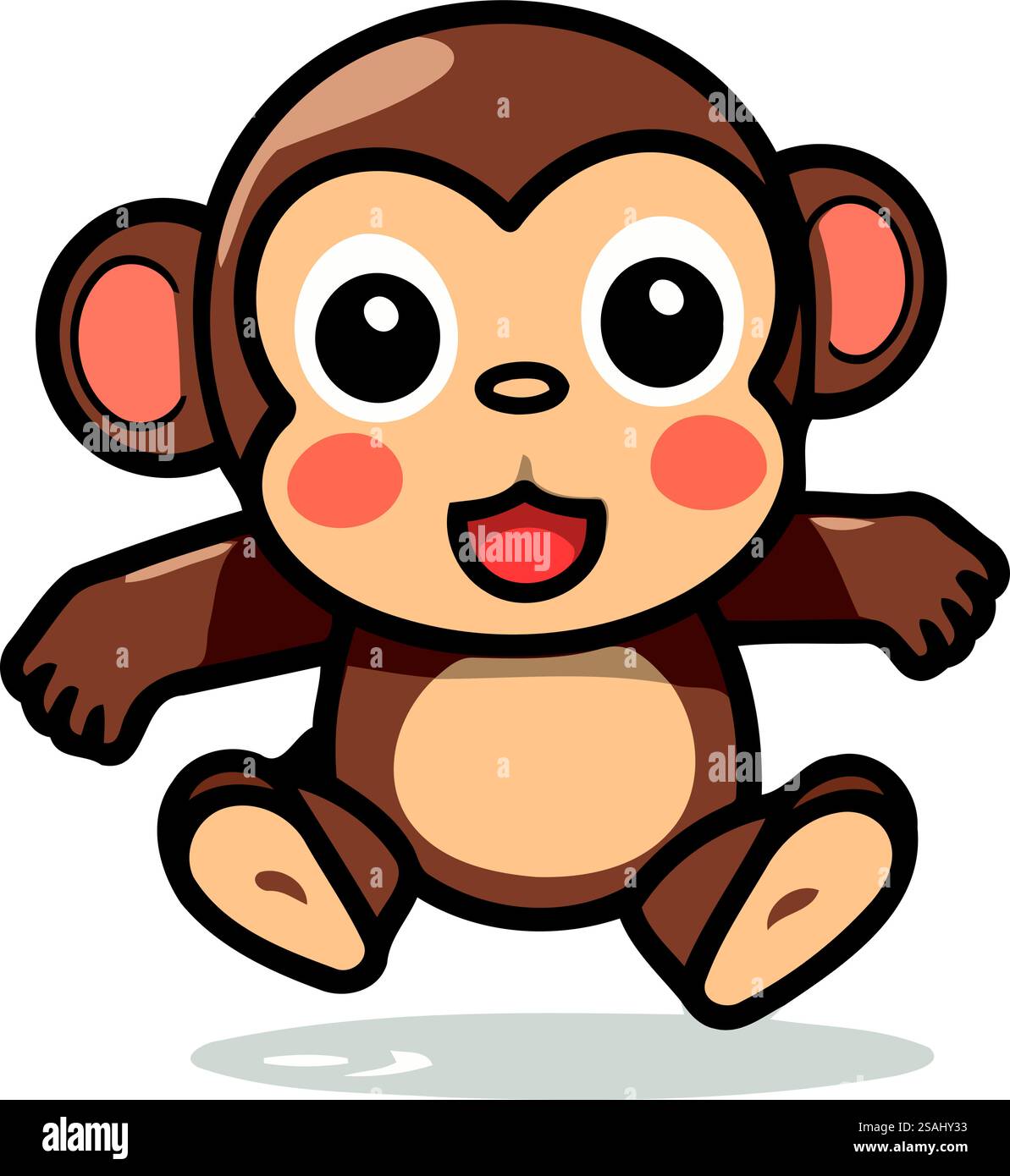Cute Monkey Cartoon Character Vector Illustration. Isolated On White ...