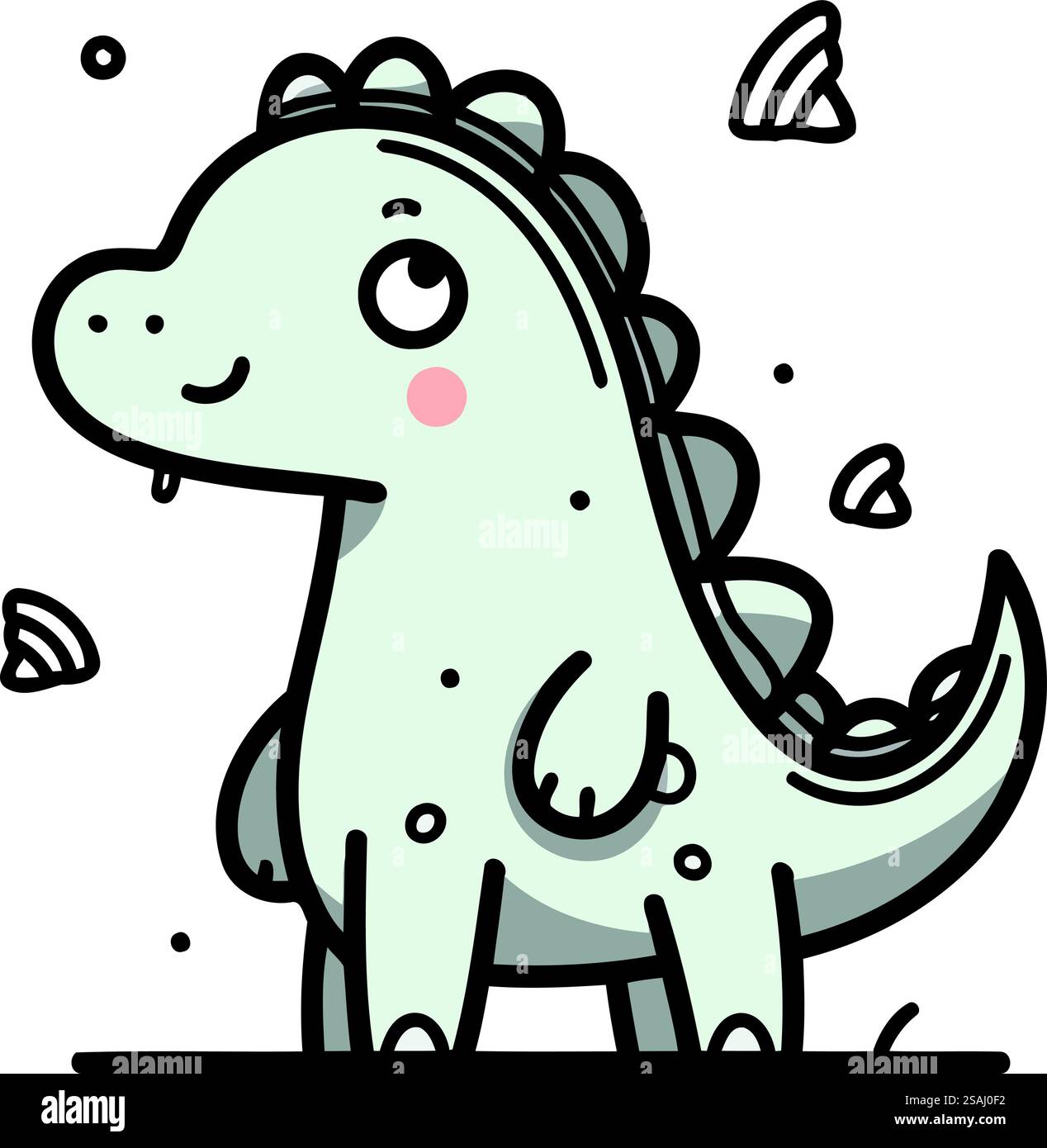 Cute cartoon dinosaur. Vector illustration. doodle style Stock Vector ...