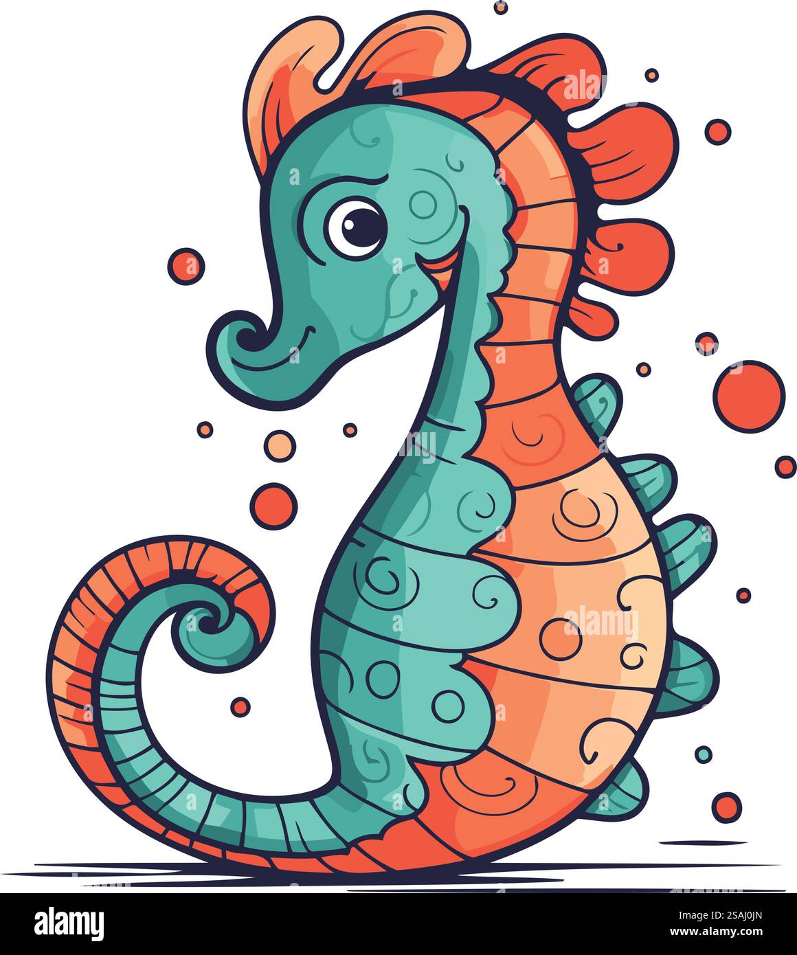 Seahorse. Cute cartoon sea animal. Vector illustration Stock Vector ...