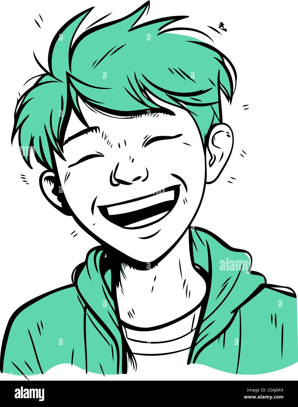 Portrait of a smiling boy. Vector illustration in sketch style Stock ...