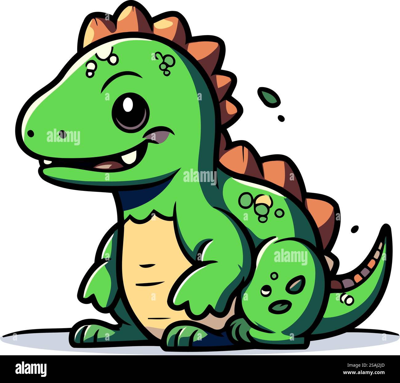 Cute cartoon dinosaur. Vector illustration isolated on a white ...