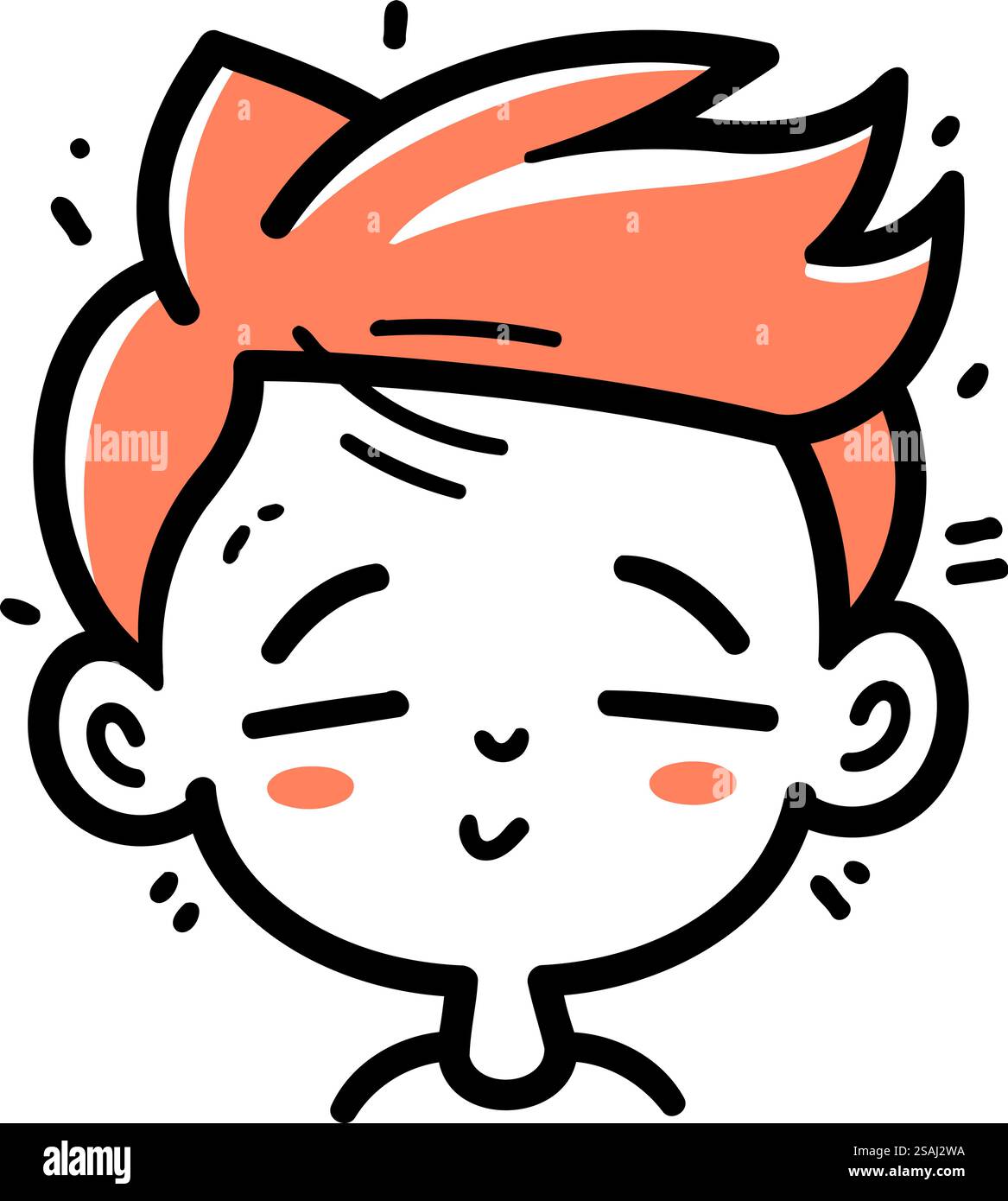 Vector illustration of a cute cartoon boy with red hair. Cute hand ...