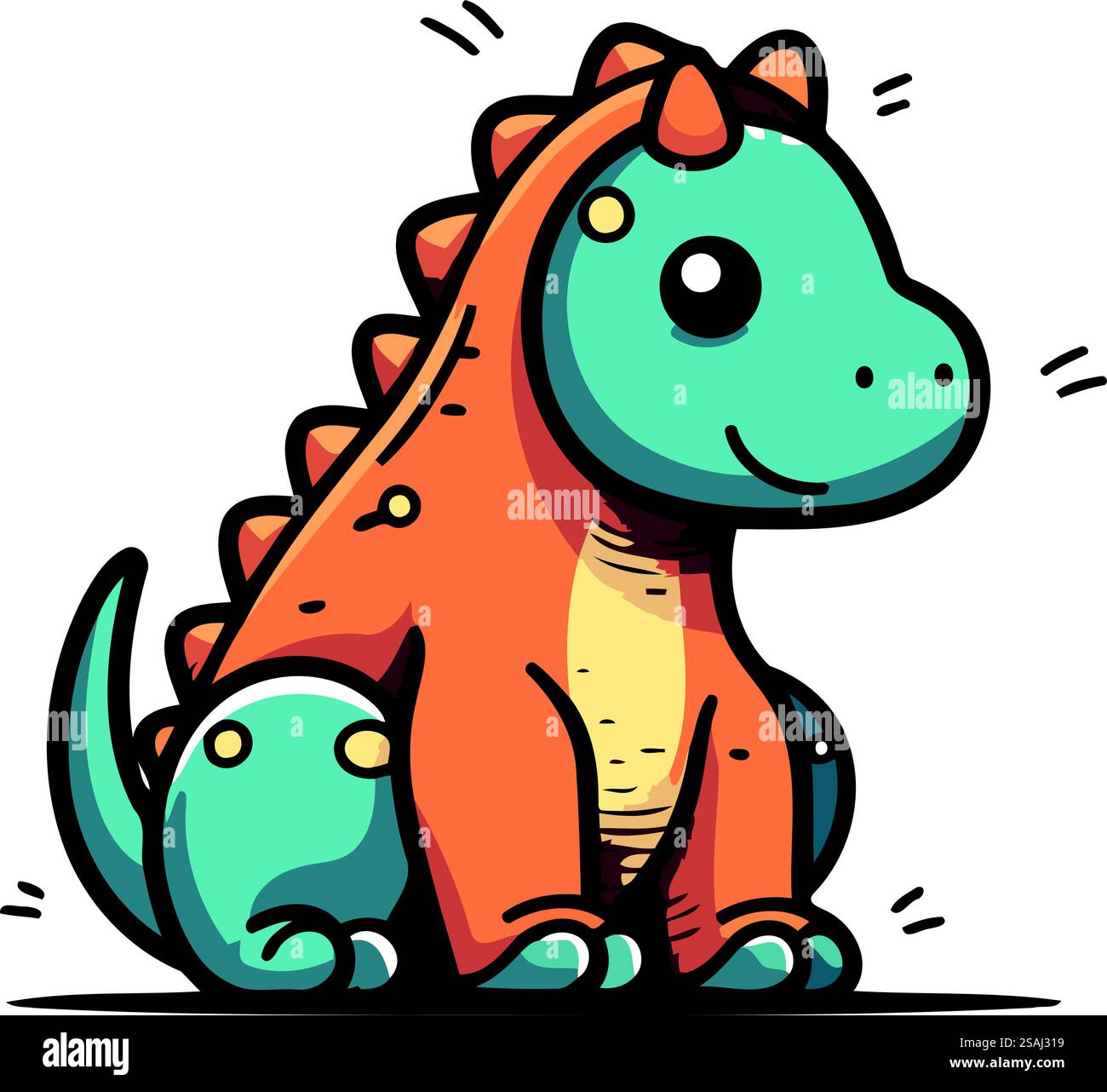 Cute baby dinosaur. Vector illustration in doodle style Stock Vector ...
