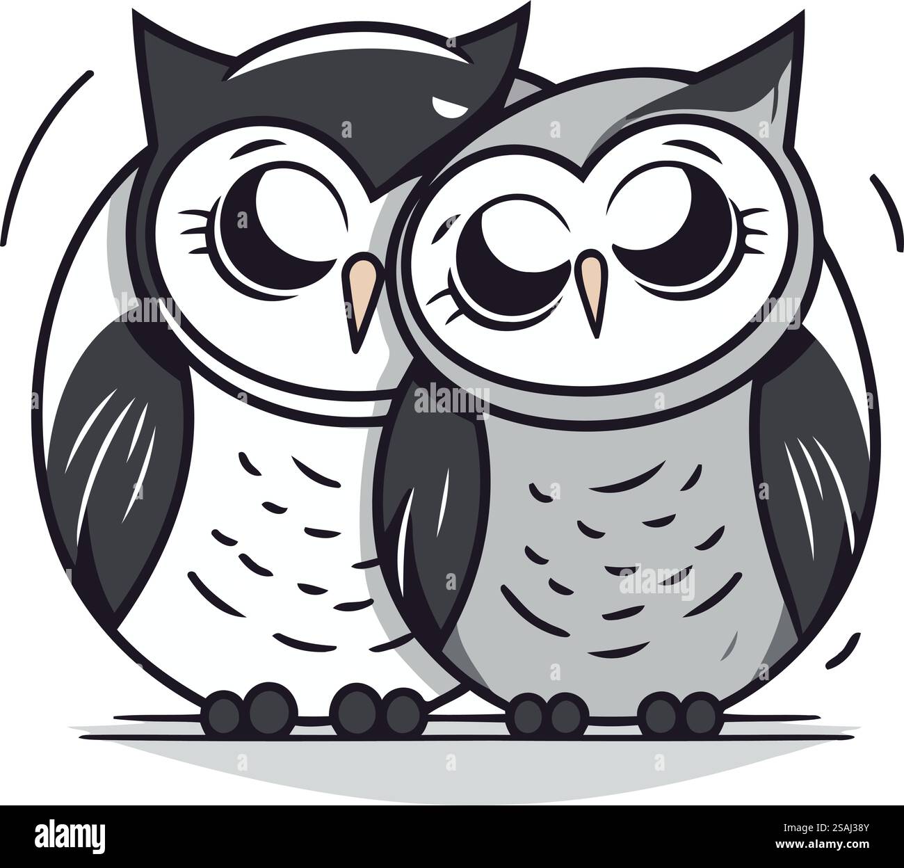 Owls. Cute cartoon vector illustration. Isolated on white background ...