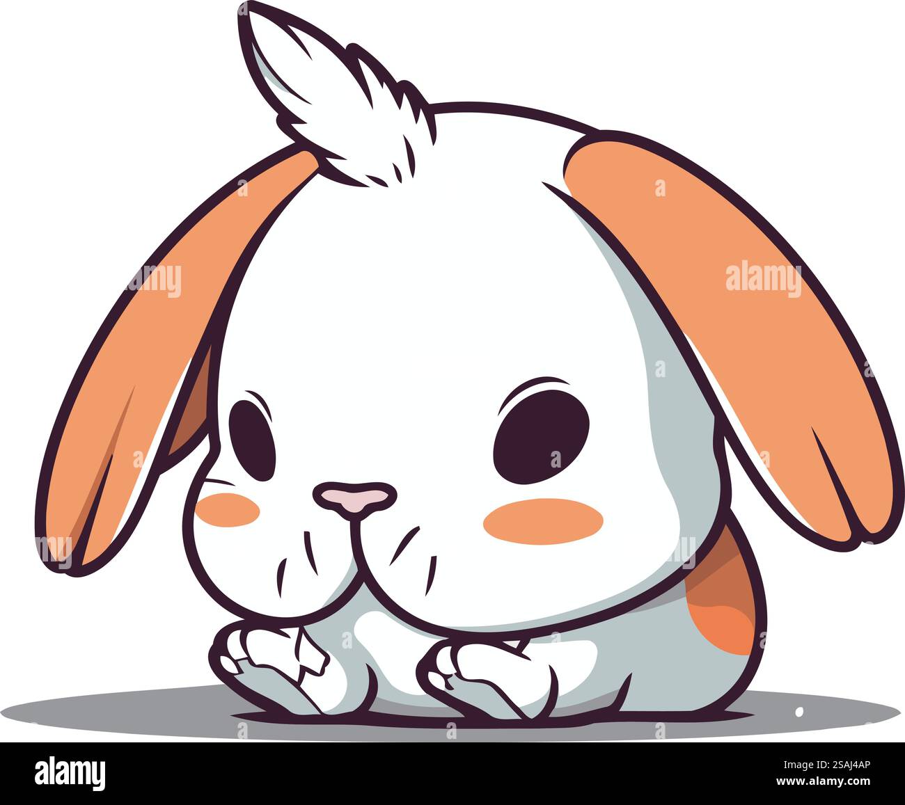 Cute rabbit isolated on white background. Vector cartoon character ...