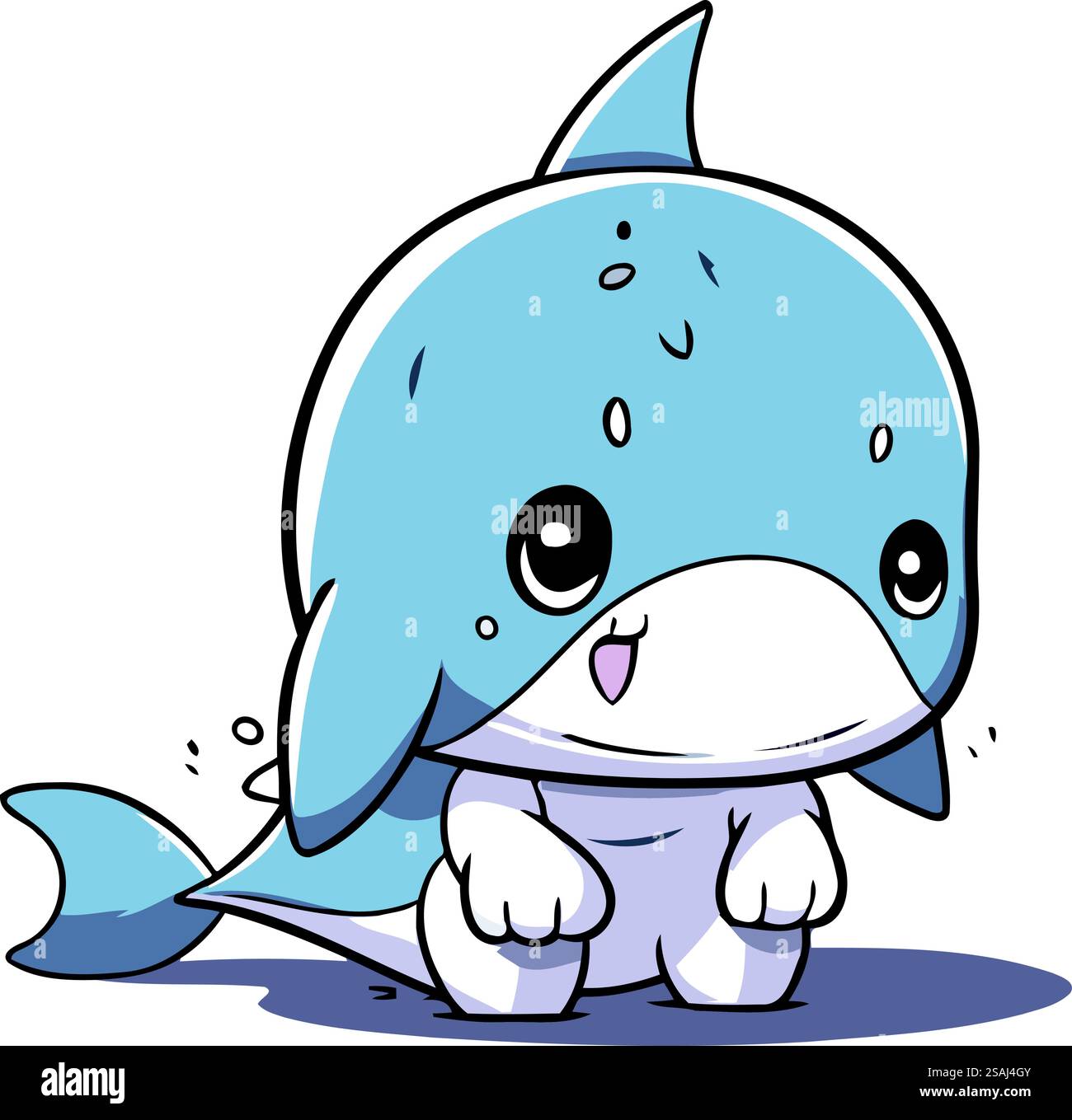 Cute cartoon killer whale. Vector illustration isolated on white ...
