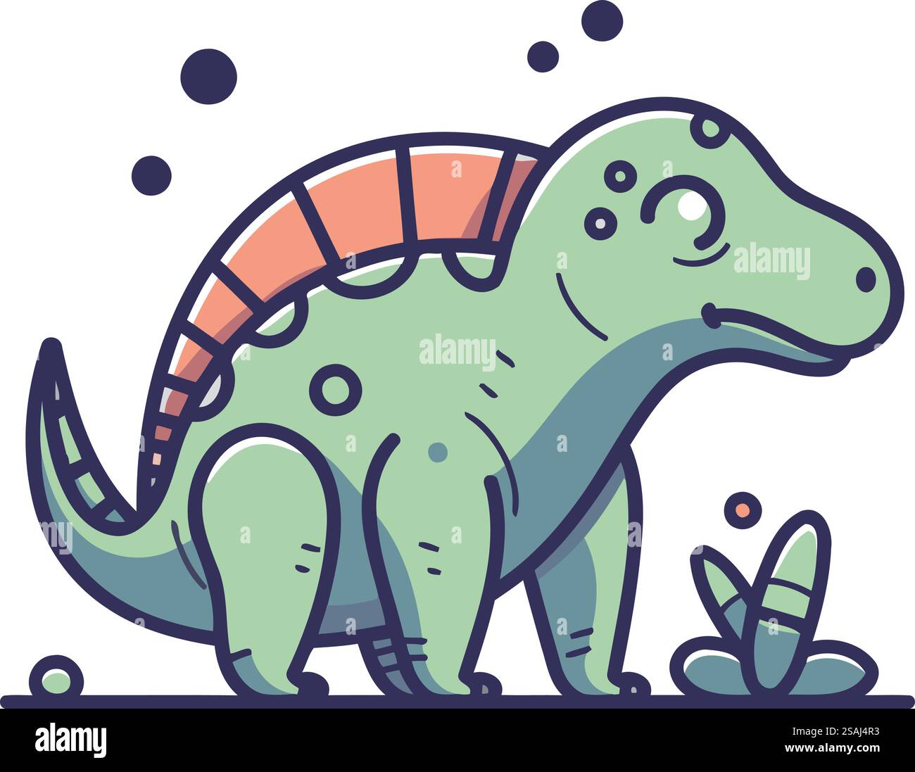Cute cartoon dinosaur. Vector illustration in doodle style Stock Vector ...