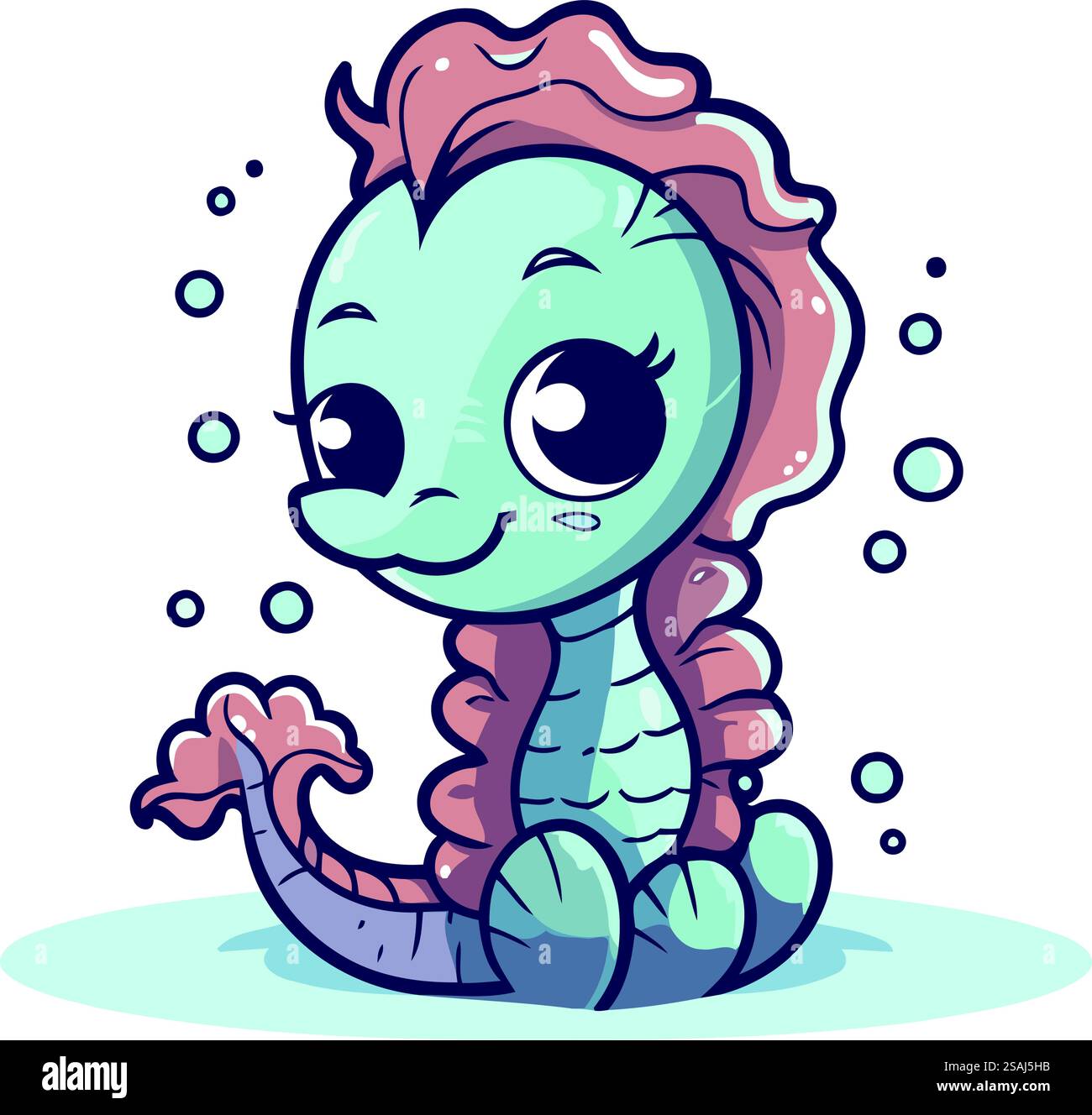 Cute cartoon seahorse. Sea animal. Vector illustration Stock Vector ...