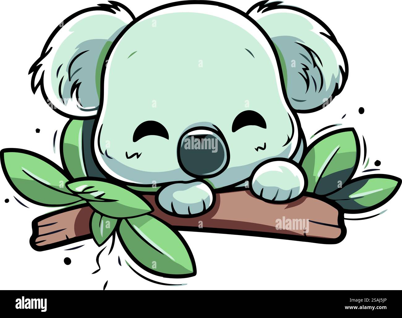 Cute koala sleeping on a tree branch. Vector illustration Stock Vector ...
