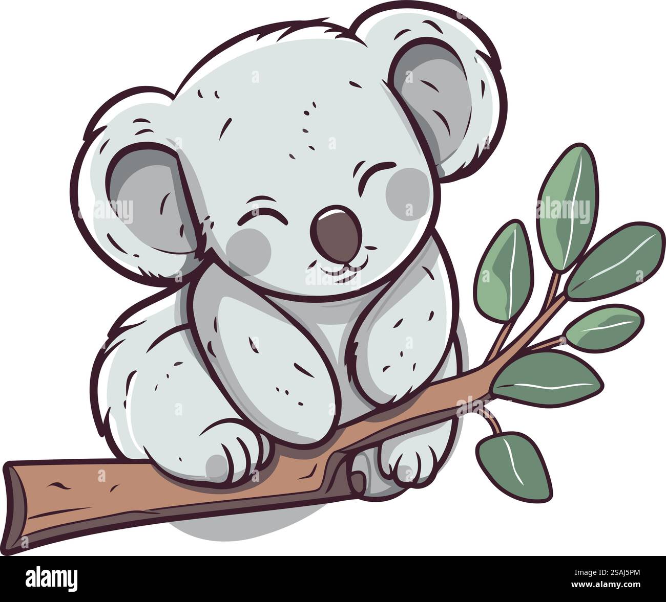 Cute koala sitting on a tree branch. Vector illustration Stock Vector ...