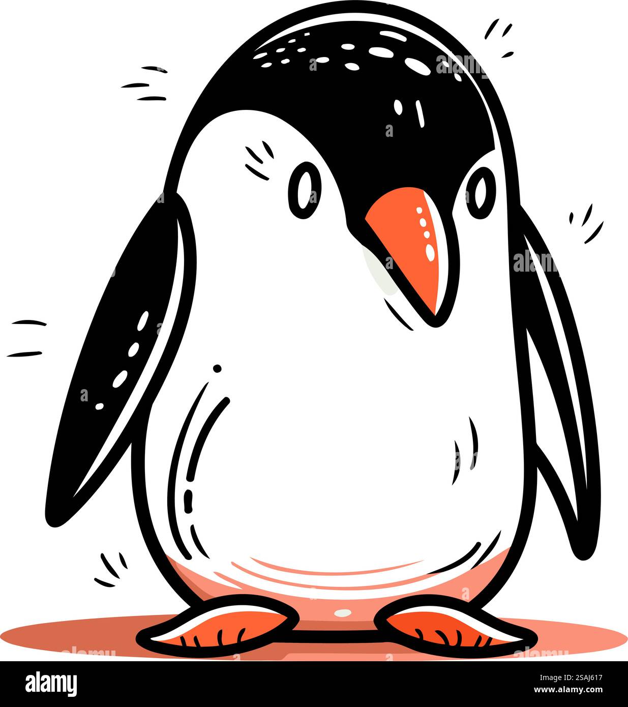 Penguin isolated on white background. Hand drawn vector illustration ...
