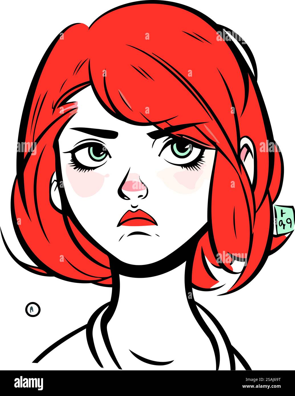 Portrait of a young woman with red hair. Vector illustration Stock ...