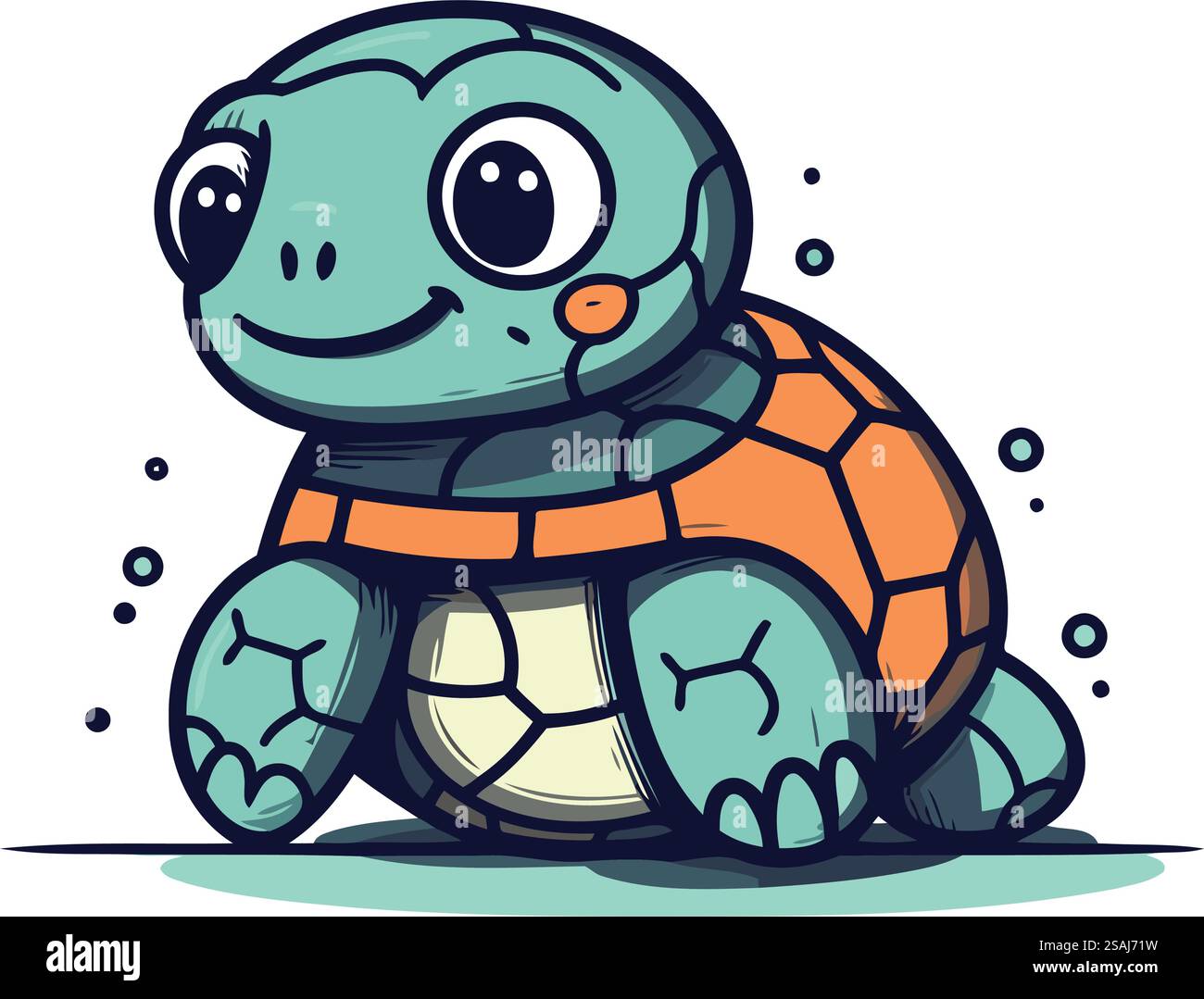 Cute cartoon turtle. Vector illustration isolated on a white background ...