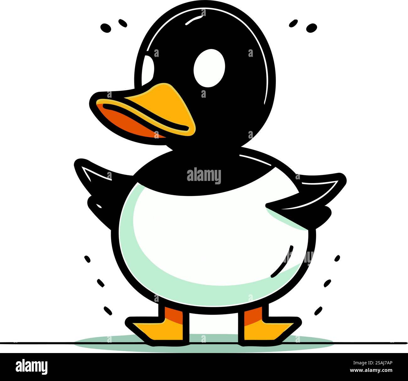 Cute cartoon duck. Vector illustration isolated on a white background ...