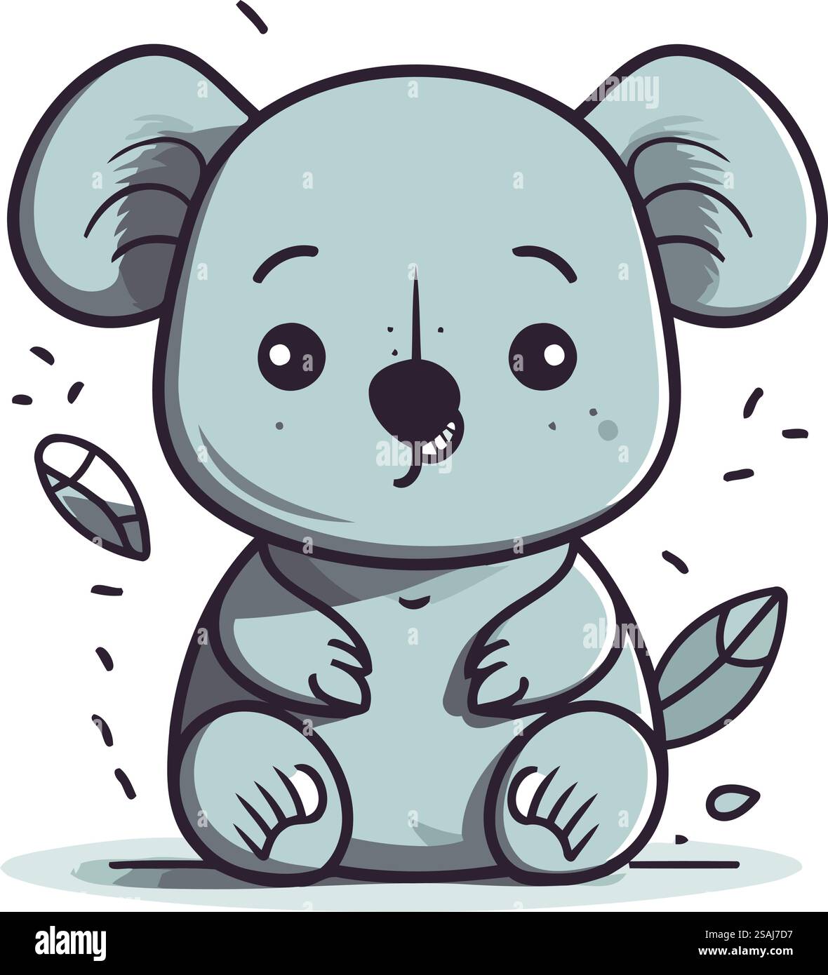 Cute cartoon koala sitting on the floor. Vector illustration Stock ...