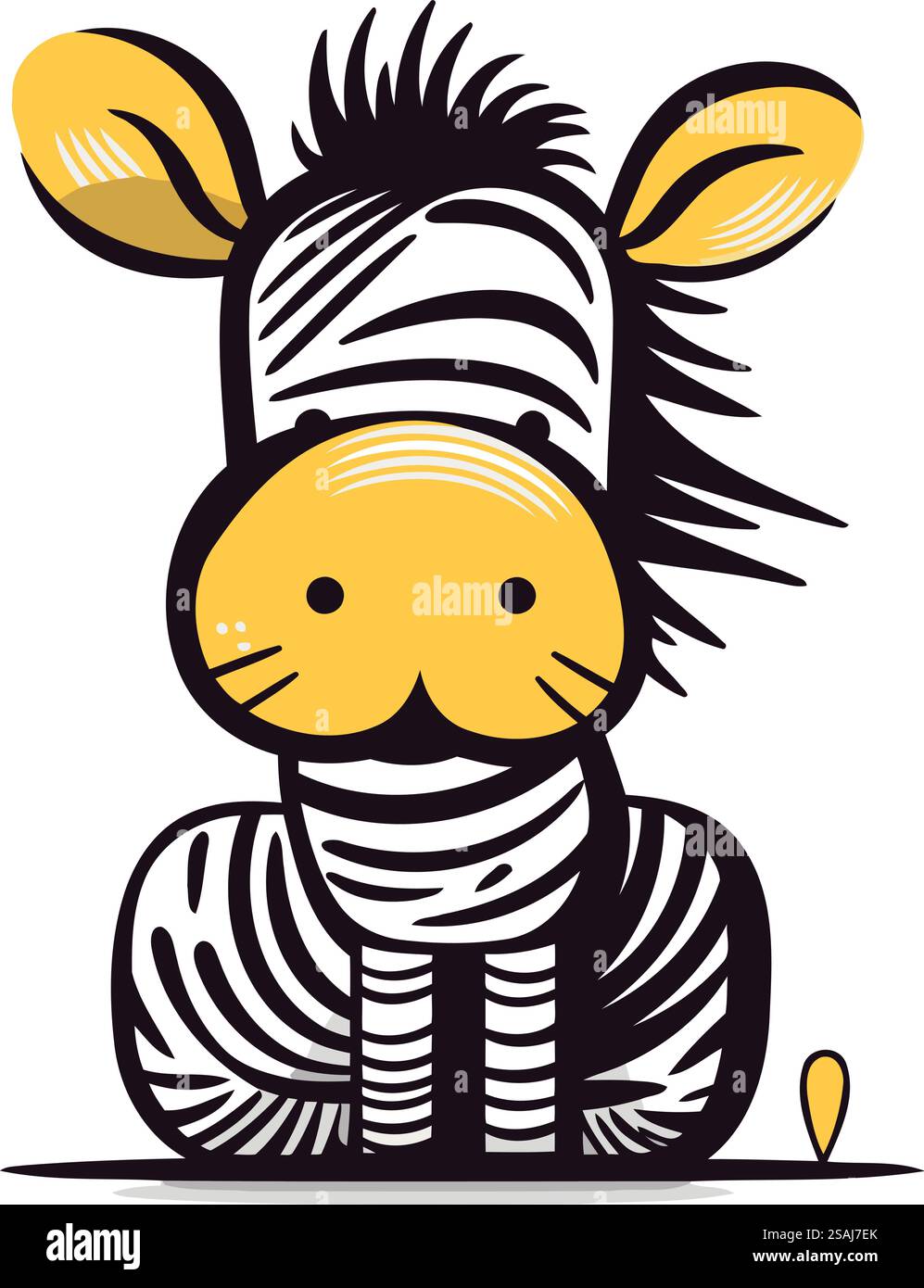 Vector illustration of a cute zebra isolated on a white background ...