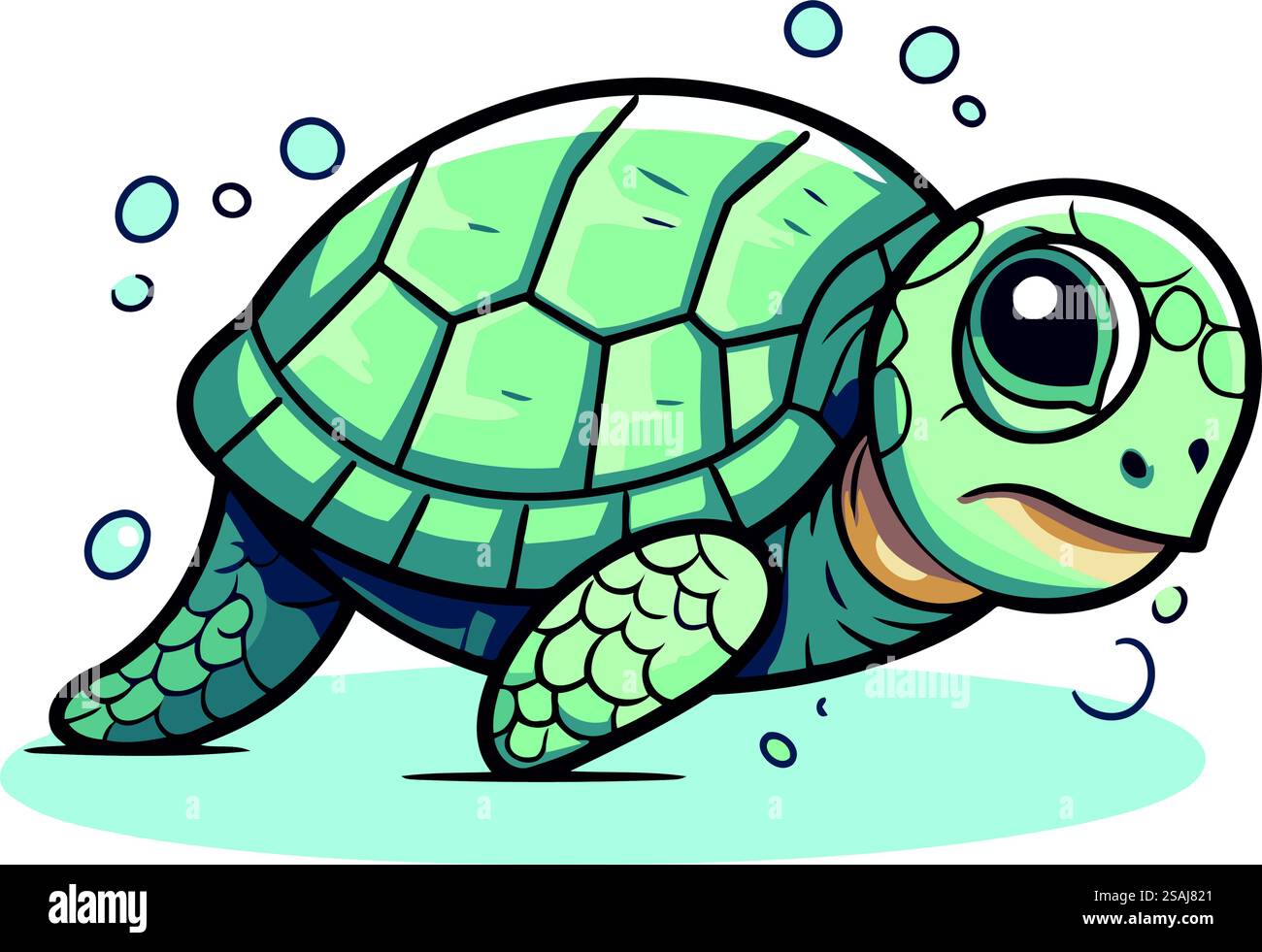 Cute cartoon turtle isolated on a white background. Vector illustration ...