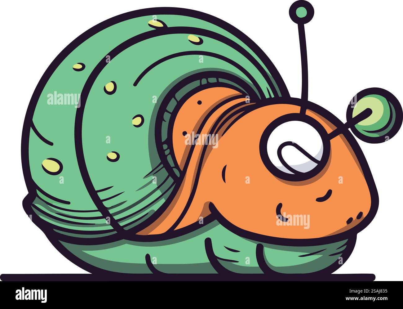 Cute cartoon snail. Vector illustration. Isolated on white background ...