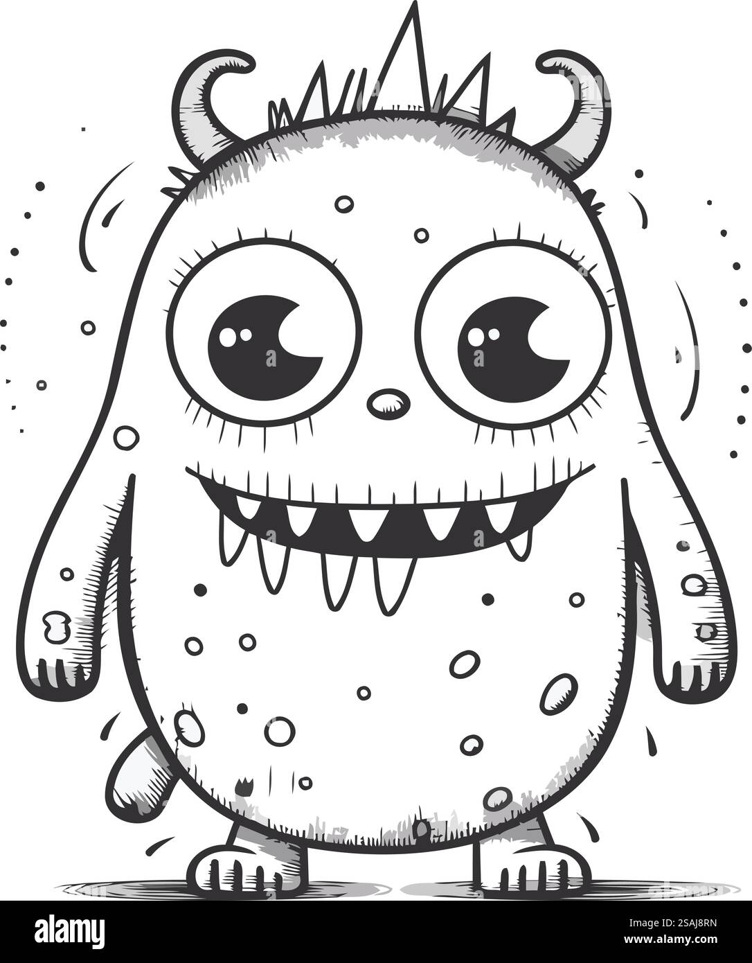 Funny cartoon monster. Vector illustration of a monster with big eyes ...