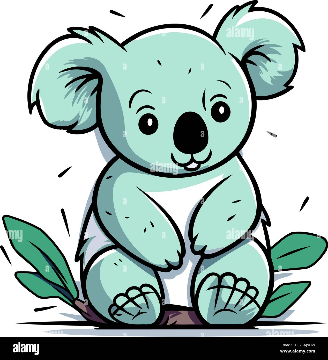 Cute cartoon koala sitting on a branch. Vector illustration Stock ...