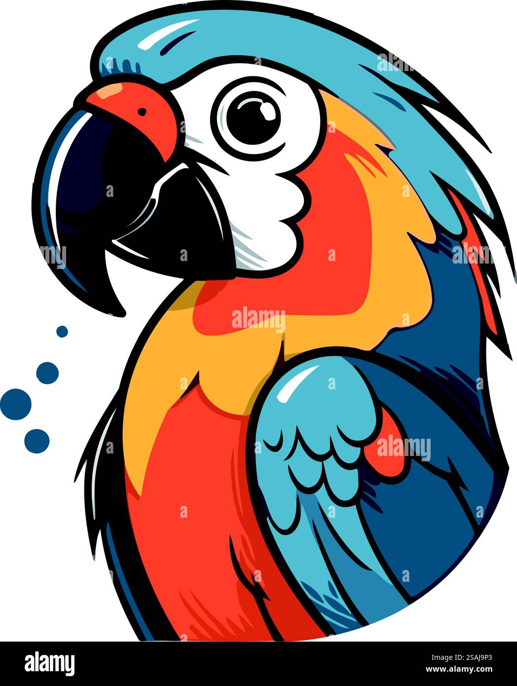Colorful macaw parrot isolated on white background. Vector illustration ...