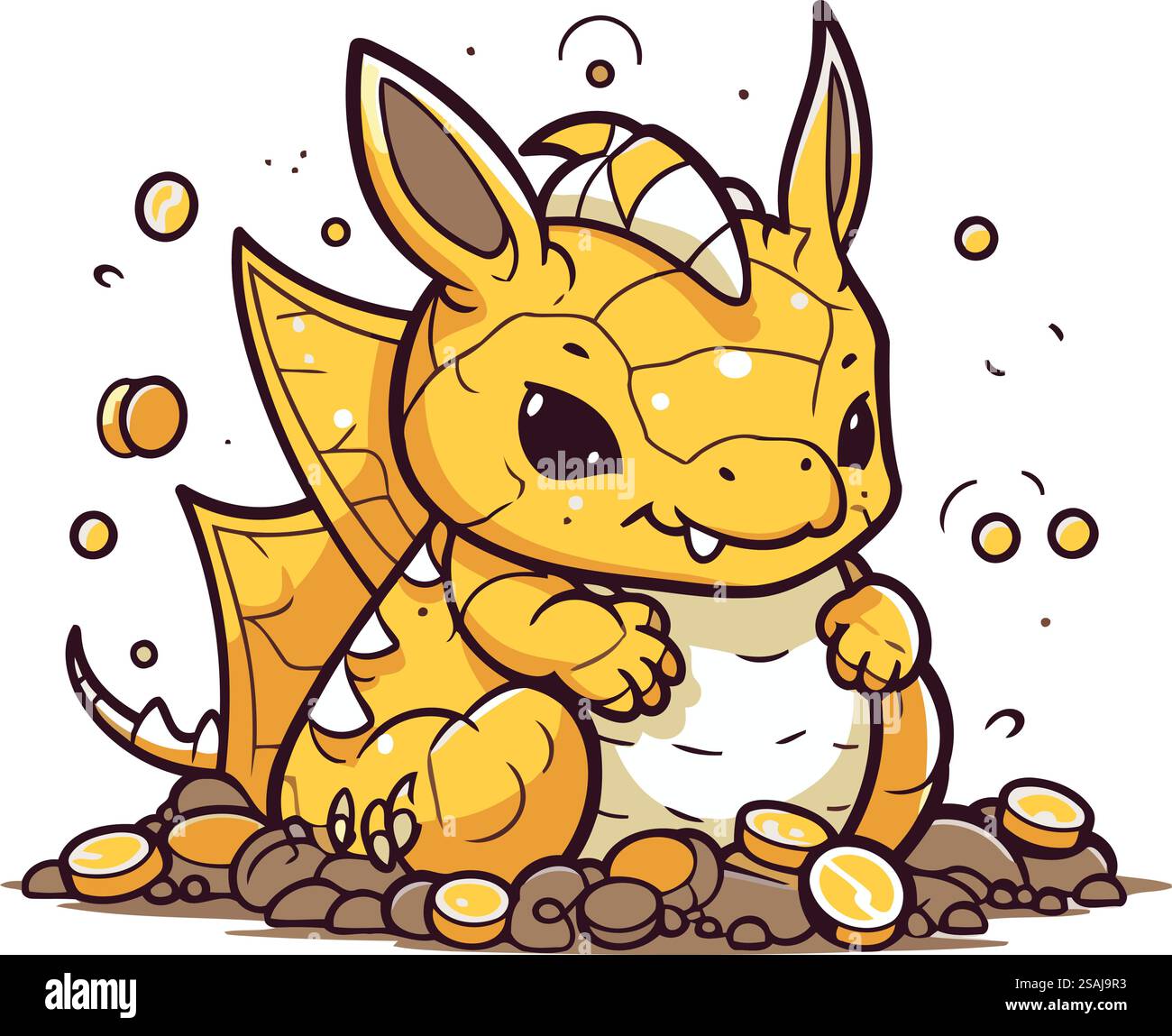 Cute cartoon dragon. Vector illustration isolated on a white background ...