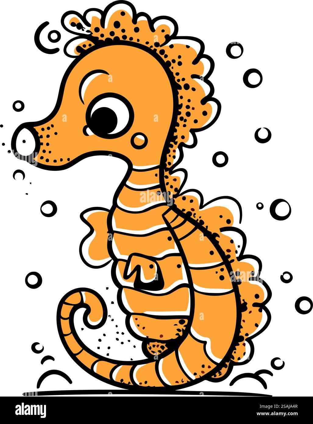 Cute cartoon seahorse on white background. Vector illustration Stock ...