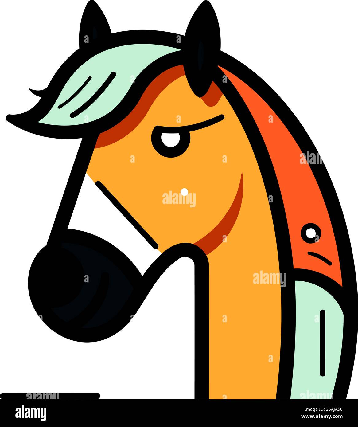 Horse head. Vector illustration in flat style. Isolated on white ...