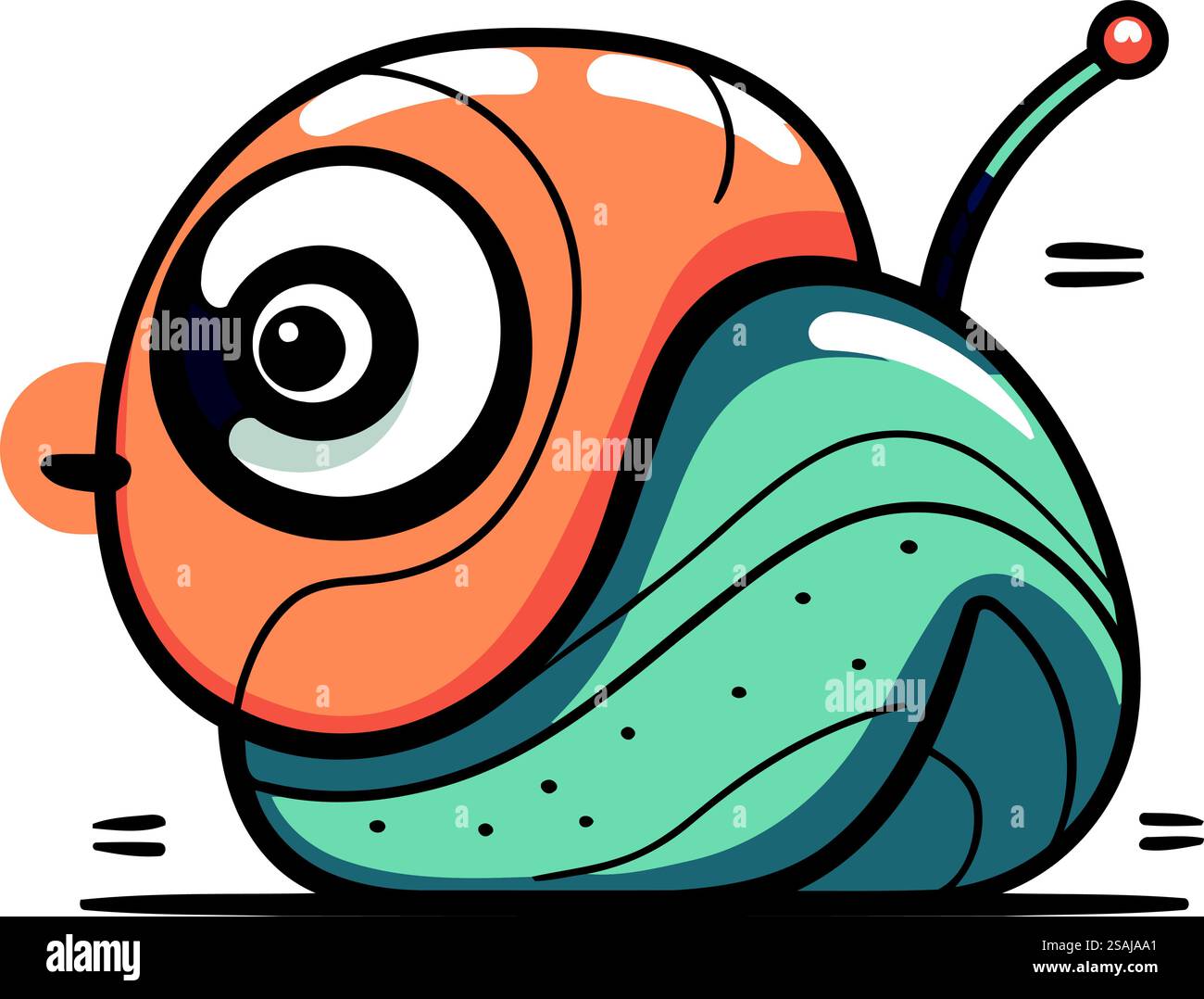Cute cartoon snail. Vector illustration isolated on a white background ...