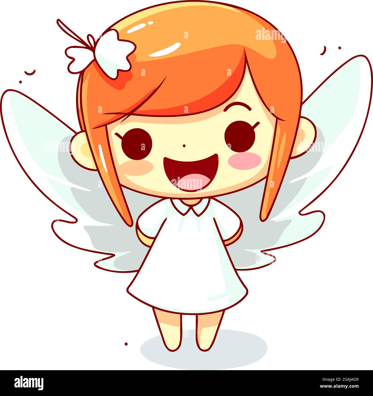Cute little angel girl. Vector illustration of a cute little angel girl ...