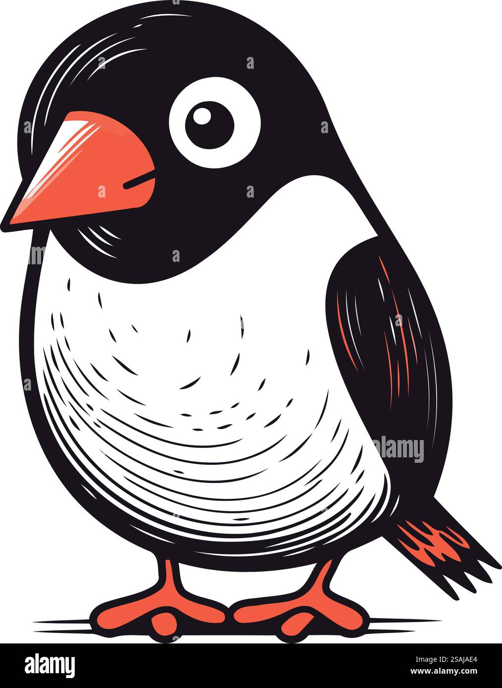 Cute cartoon penguin. Hand drawn vector illustration isolated on white ...